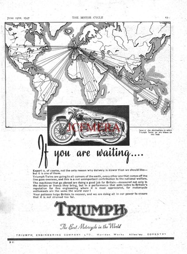 Triumph motor cycles - cycles, post-war