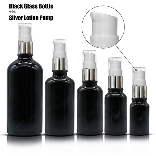 Black glass bottle with - glass,