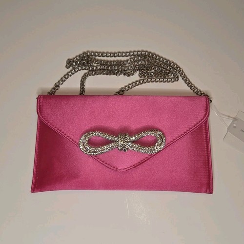 Pink satin clutch evening bag - clutch,
