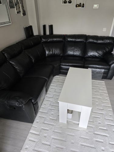 Black leather corner sofa - black,
