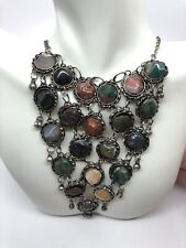 Vtg Afghan Bib Necklace Multi