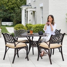 "Haughton" Antique Copper Outdoor Dining Table & Chairs Garden Furniture Set