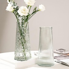 Vases, Set of 2 Glass Flower
