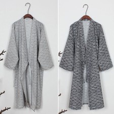 Mens Casual Comfy Kimono Yukata Cotton Soft Loose Fit  Robe Gown Nightwear