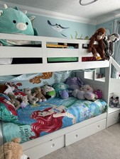White wooden bunk bed - wooden, with