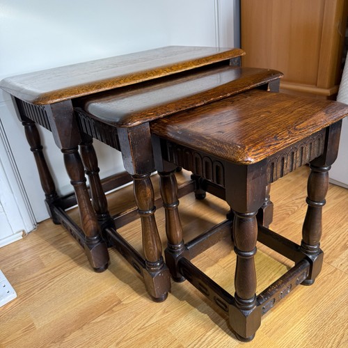 Vintage solid oak nest - of, 3