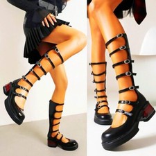 Mary Janes Strappy Buckle Knee