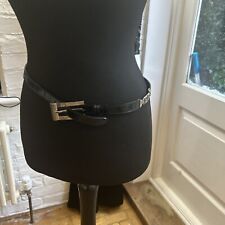 VERSACE Collection Italy Black/Silver Buckle  Leather Belt Waist 44 Length 90cm