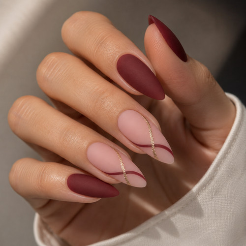 French tip press nails - tip, on