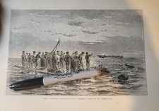 1882 Antique Print HMS Reynard Ship Wrecked Sailors Chinese Sea