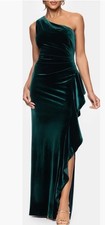 Xscape velvet one shoulder