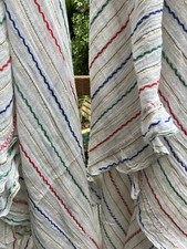 Antique 1900s / 1910s French X2 Window Curtain Woven Fabric Set