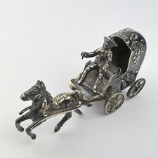 Antique Solid Silver Dutch Horse & Cart Figure John George Piddington 1901 9.2cm