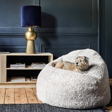 Graham and Green Eggshell Curly Sheepskin Beanbag
