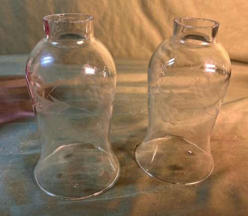 Vintage pair etched glass - vintage,