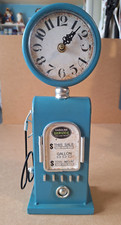 Turquoise 'Gasoline Oil' Metal Petrol Pump Clock
