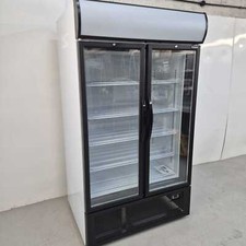 Double Fridge Glass Door Display Merchandiser Showcase Drinks Use Tefcold FSC...