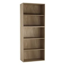 Oak 5 Tier Deep Wide Book Shelf Bookcase Display Storage Living Dining Room