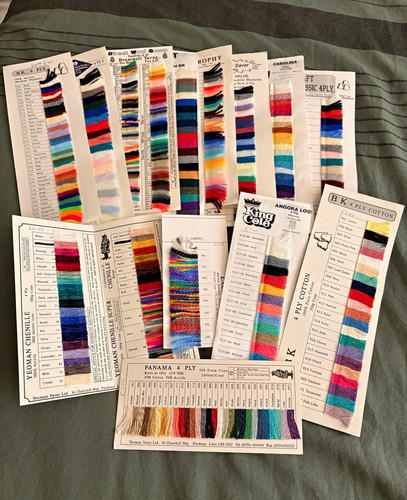 Vintage yarn shade cards - yarn,
