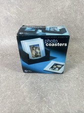 4 Glass Photo Coasters With Holder 