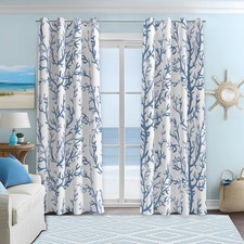 Nautical Coastal Curtains Decorative Beach Ocean Coral 50% Light Blocking Sea...