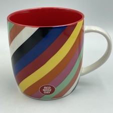 Comic Relief Mug 2021 Red Nose Day Multicolour Striped • Ceramic Tea/Coffee Cup