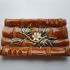 Vintage Ashtray 1960s Bamboo Flower Ceramic Trinket Dish retro Japanese 25cm