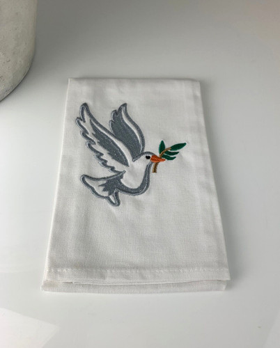 Embroidered peace dove white - embroidered,