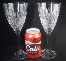 Pair of Edinburgh Crystal EDI17 Large Water Wine Goblet Glasses 8.5"h (signed)