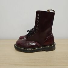 Dr Martens 1490 Red Cherry 10 Holes Faux Leather Ankle Boots Size Uk 4