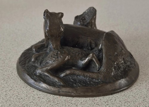 Vintage bronze deer - deer, statue