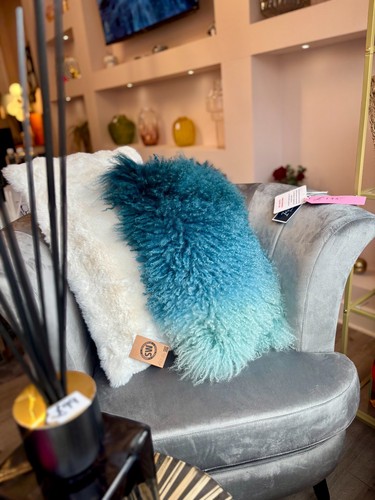 Blue mongolian cushion - blue,