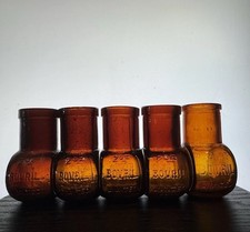 x5 Vintage 1950s Amber Glass