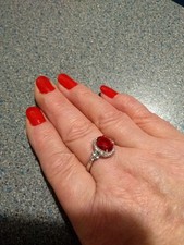 silver dress ring with red