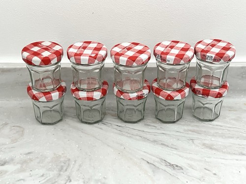 Mini glass jam jars with - jam,