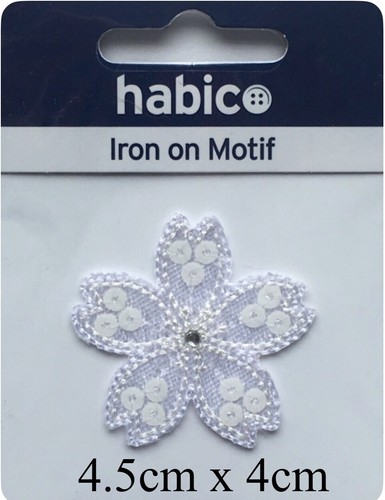 Habico white sequin flower - white,