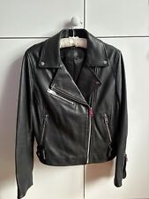 BNWOT M&S Autograph Real Black Leather Biker Jacket UK14 Zipped Pockets