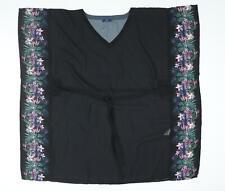 Cotton Traders Womens Black Polyester Cover Up Size M - Floral Print Belted