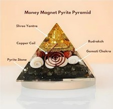 Laxmi Wealth Orgone Money Magnet Pyramid Shri Yantra Gomti Chakra Rudraksha