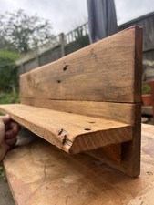 Handmade Rustic Reclaimed Shelf Oak Stained Wide Shelf Rustic Wooden Shelf 60cm