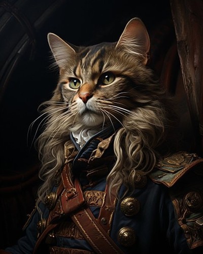 Cat admiral ship sea - cat, decor