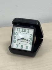 Westclox Vintage Travel Alarm Clock Black Plastic Case Wind-Up, Tested, Works!