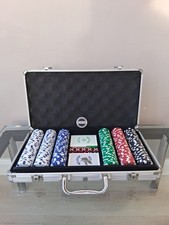 Poker Set 300 Piece Texas Hold Em Chips Cards Dice Decks Casino Case & Keys PK
