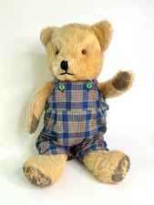 Adorable English Antique Mohair Jointed Straw Filled Teddy Bear 17” Chad Valley