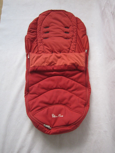 Silver cross footmuff red - cross,