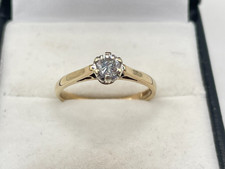 Vintage 9ct Gold Hallmarked 20pt Diamond Solitaire Ring. Goldmine Jewellers.