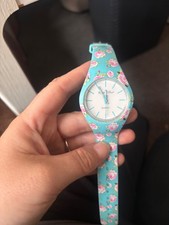 Elizabeth Rose Classic Blue Silicone Strap Floral Design Ladies Quartz Watch