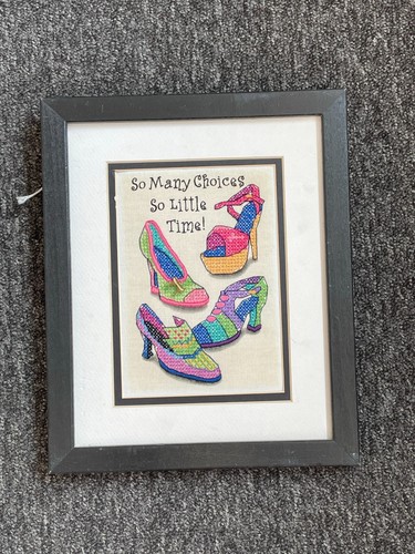 Framed completed cross - cross, stitch