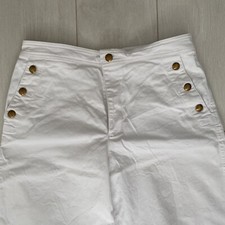 Ralph Lauren Green Label Cream Cropped Wide Leg Sailor Trousers US 10 UK 14