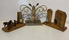 3 VINTAGE SOUVENIR EGG TIMERS 2 x WOOD 1 x METAL BUTTERFLY 